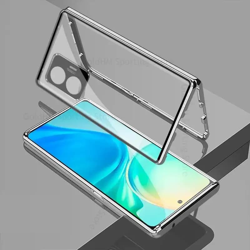 For Realme GT5 Tempered Glass Phone Case For Realme GT Neo5 360 Double Sided Magnetic Flip Protective Cover For Realme GT Neo5SE