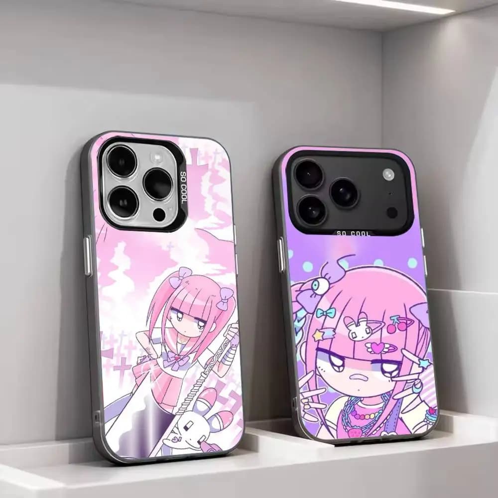 Anime Menhera C-Chan Silver Gray Soft Protective Phone Case For iPhone 11,12,13,14,15,16,17 Pro Max Plus Air Mini