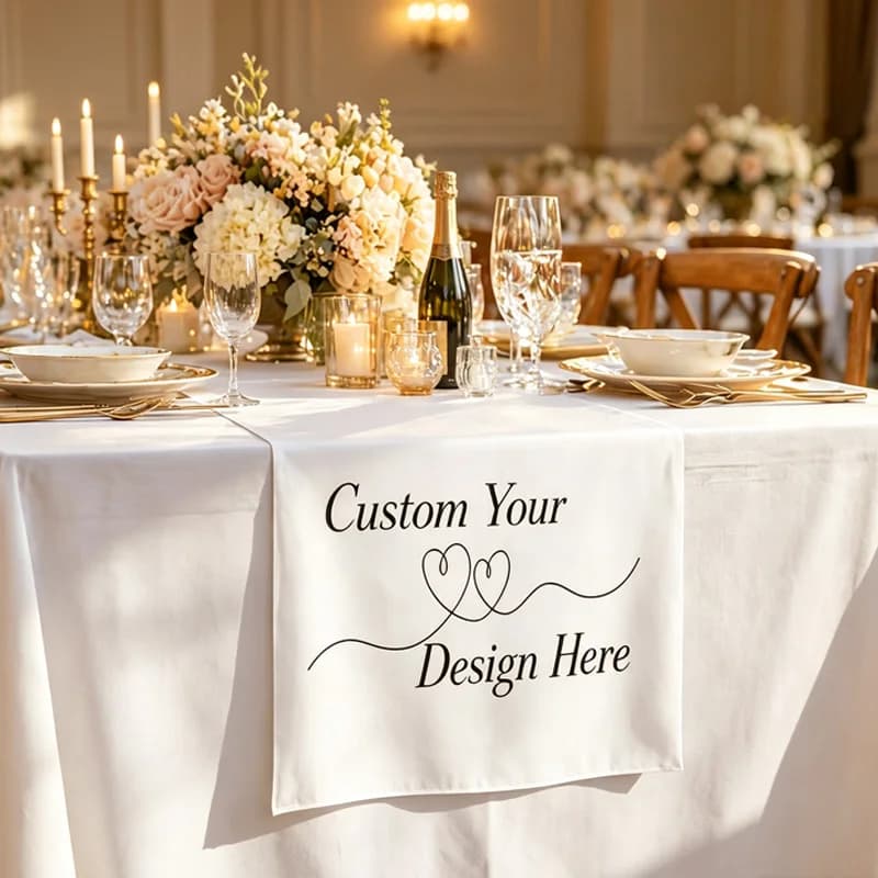 Personalized 1pc Reception Table Covers, Custom Polyester Tablecloth for Wedding, Birthday, Baby Shower Party Display Decor
