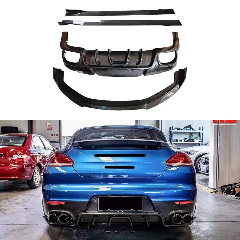STLF2014-2016 for PAG Panamera 970 Body Kit Carbon Fiber Front Lip Rear Bumper Lower Rear Lip Deflector Side Skirt Fog Light