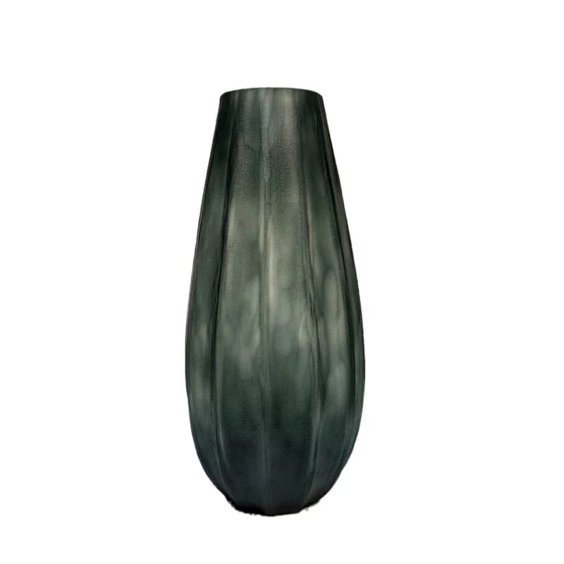 High-end smoked ash large-diameter floor-to-ceiling hand-ground engraved vase, art home living room