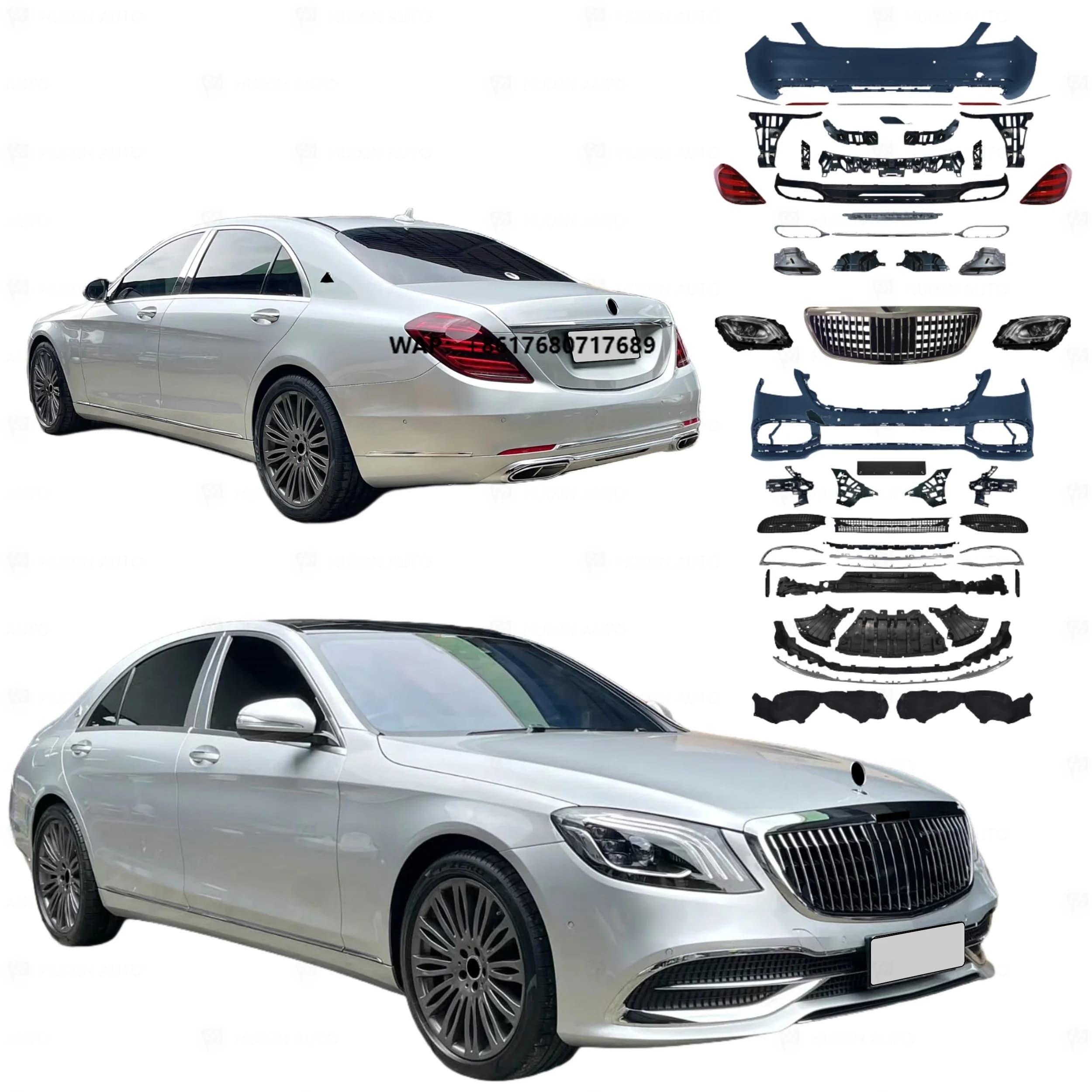 Factory Facelift Body Kit for  Benz W222 2014-2020 to Style High Quality LED Headlight Bumper Assembly Exhaust