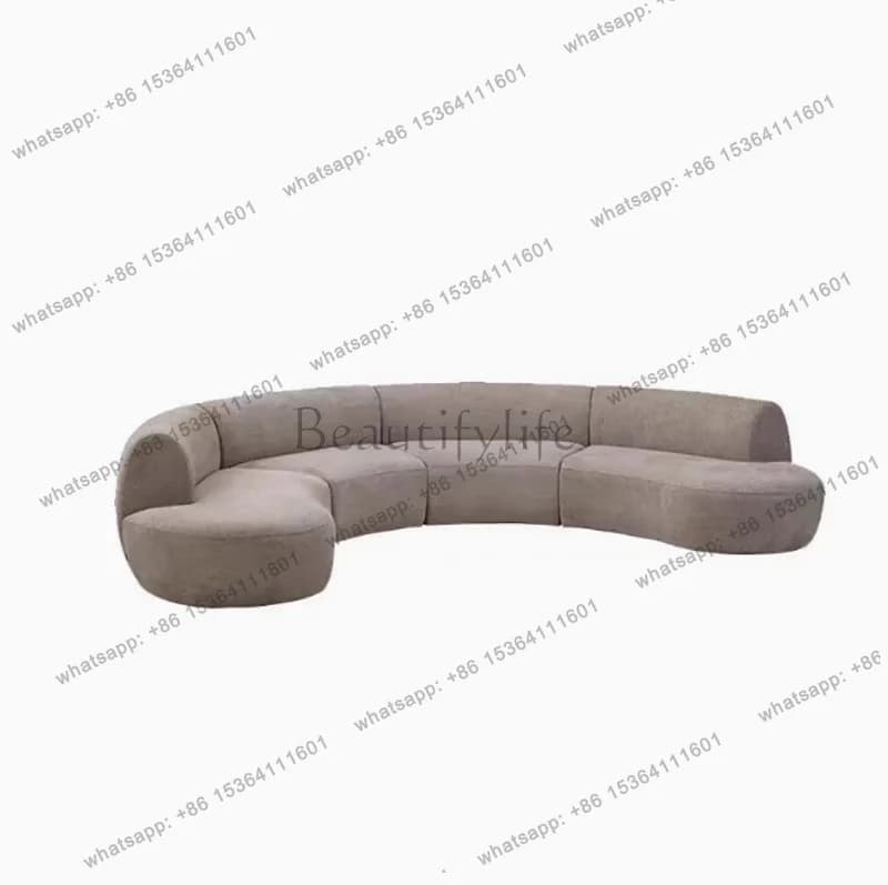 Light luxury simple crescent moon medium antique chenille fabric curved sofa bed customization