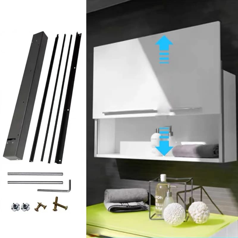 System Kitchen Swing Mechanism for Lifting Hanging Storage With Lift Track up and Down Vertical Sliding Cabinet Door Hardware