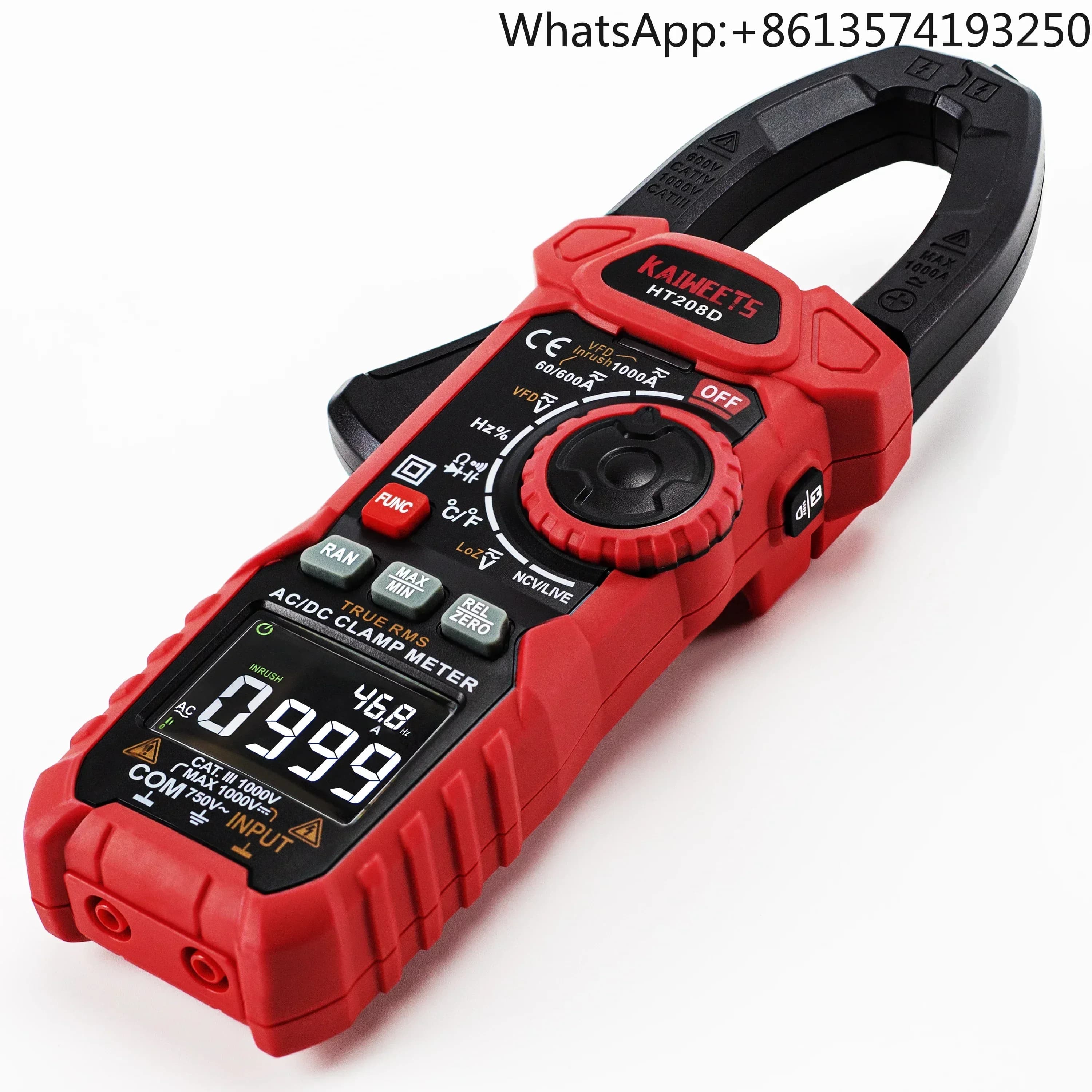 HT208D 1000A Current Digital Clamp Meters Ammeter Test Electrical Multimeter Clamp Meter AC DC Digital