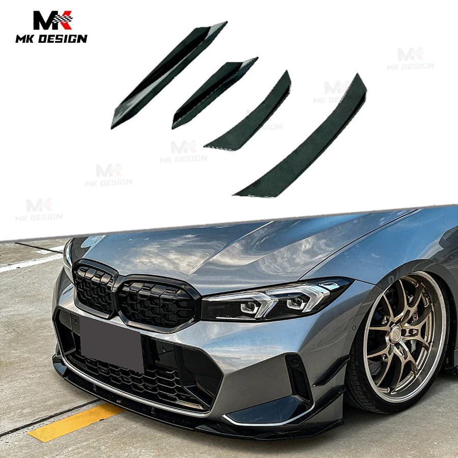 VTEN Style Front Bumper Side Splitters for BMW G20 G28 LCI 2023+ Gloss Black Front Splitters Side Canards Fins Car Accessories