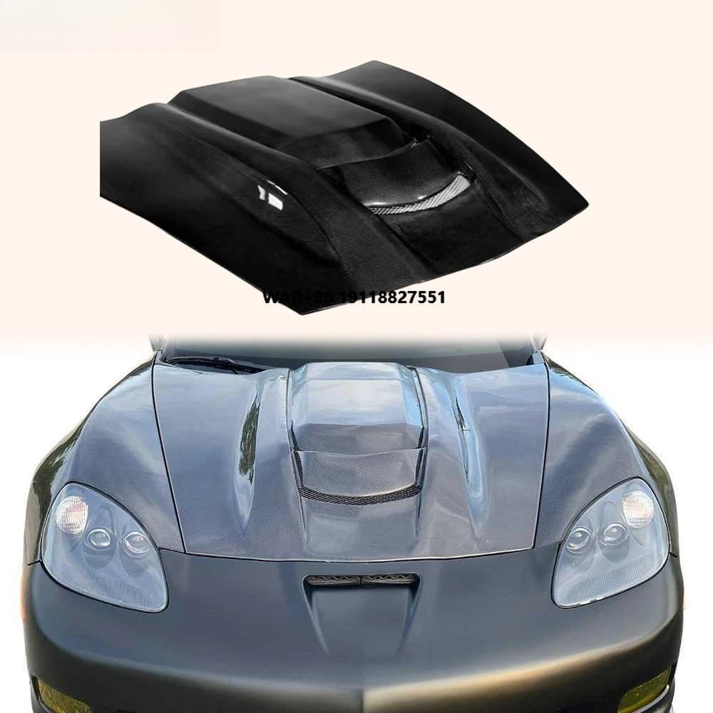 For Corvette C6 06-13 Carbon Fiber KZB Style Front Vented Cooling Hood Bonnet