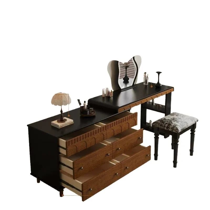 French retro solid wood dresser bedroom small apartment medium and ancient style chest integrated household storage makeup table