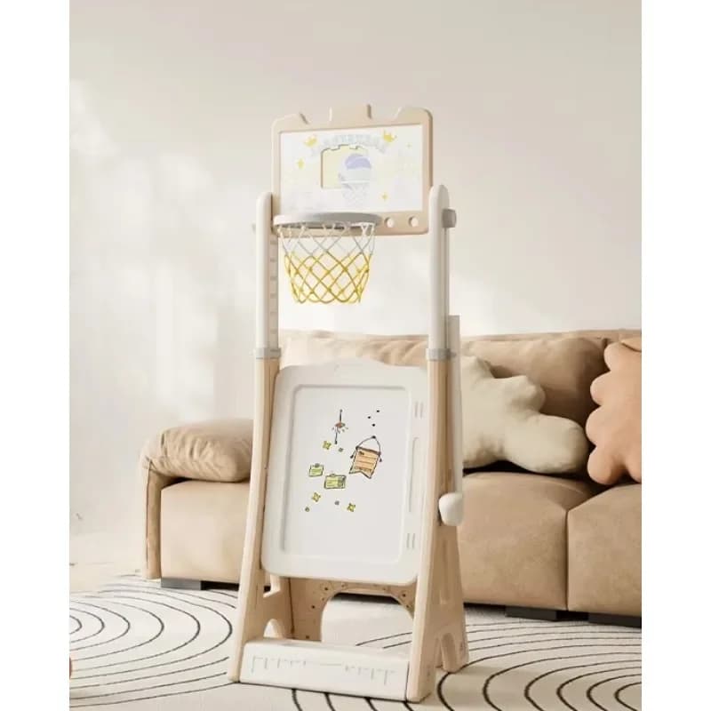 Indoor Adjustable Children's Wheel Frame Rack Portable Mini Toy with Cricket Hoop