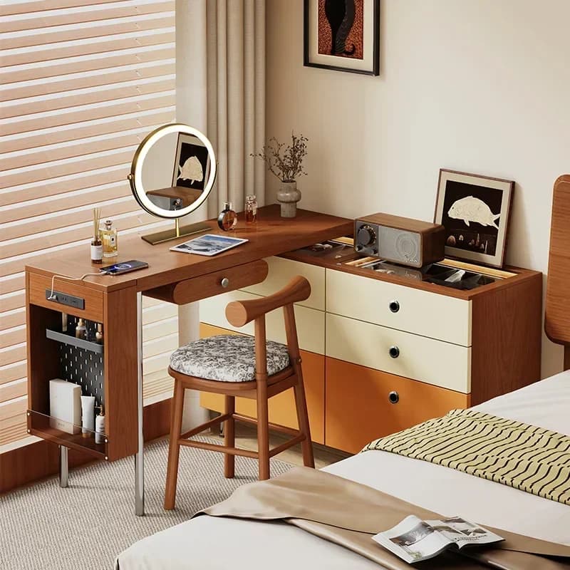 DSA medieval makeup table small apartment bedroom simple modern retro makeup table all solid wood