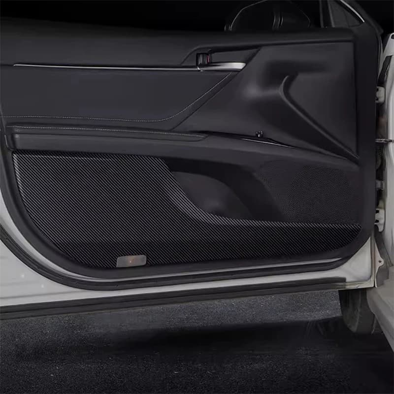 For Toyota Camry XV80 2024-2026 Car Door Anti Kick Pad Carbon Fiber Leather Texture Anti Dirt Protective Sticker Auto Accessory