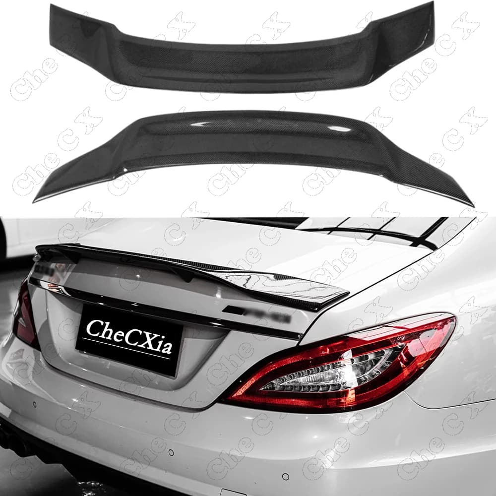 For Mercedes CLS Class W218 AMG Spoiler Gloss Black Carbon Fiber Rear Trunk Spoiler Wing R Style 2011 2012 2013 2014 2015 2016