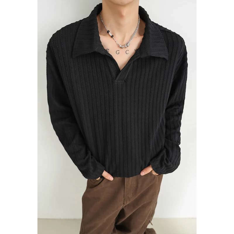 Soft Long Sleeve Casual Lapel Tee Shirt plus Size Men's Oversized Top Streetwear for Autumn Spring M-5XL