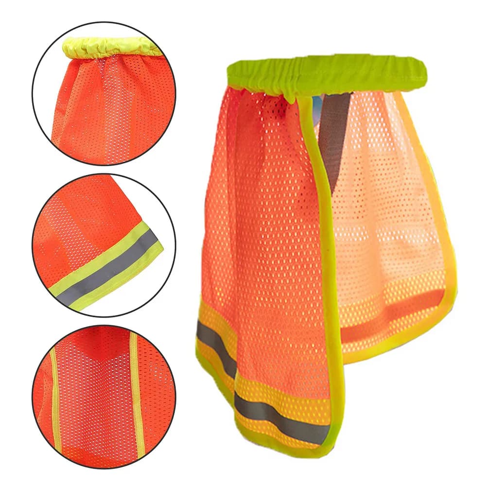 Summer Sun Protection Hat Cover Sunshade Curtain Construction Hat Cover Hard Hat Sun Shade Helmet Neck Protection (Orange)
