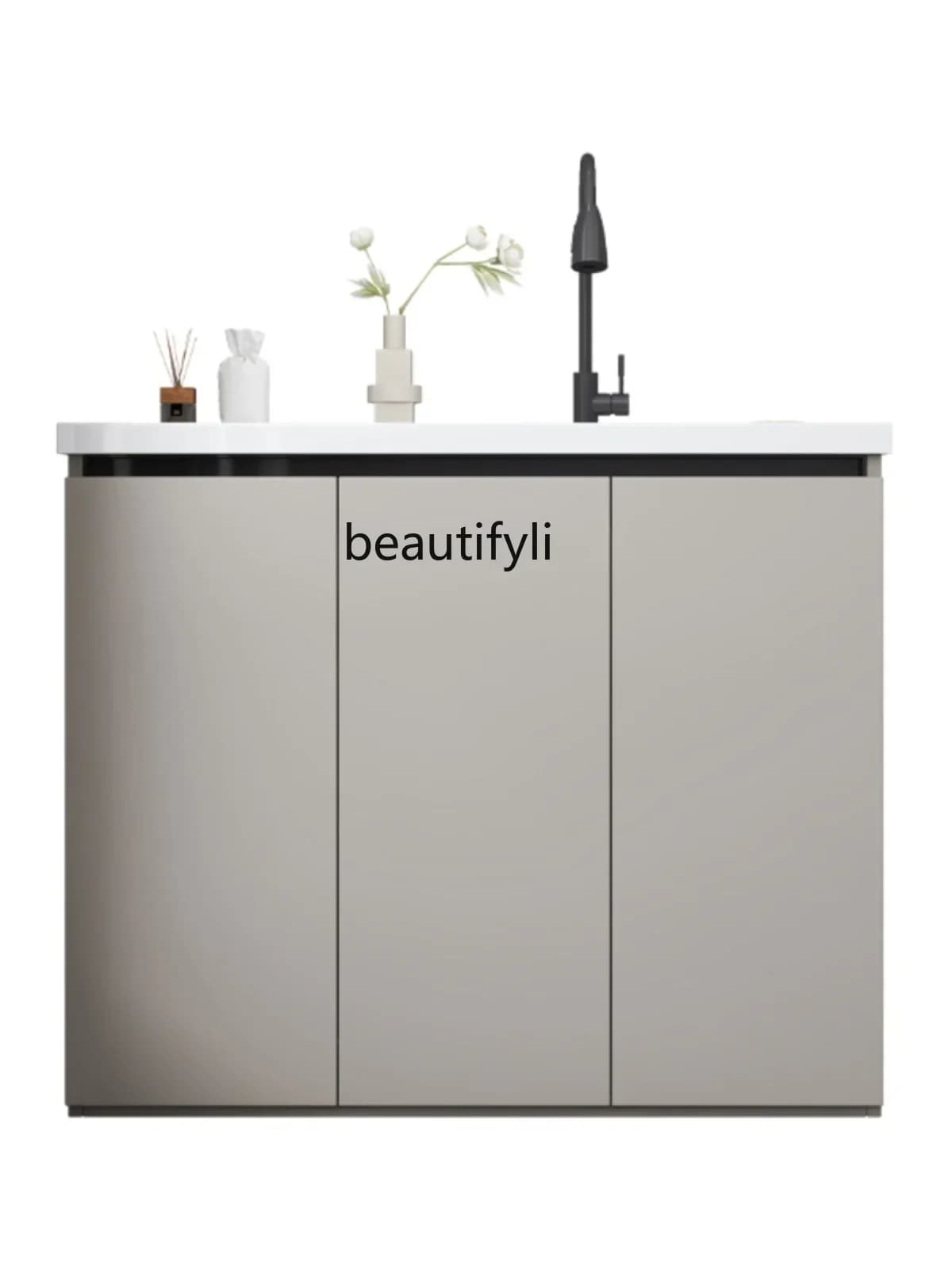 Q181 Balcony Integrated Wash Wardrobe Combination Floor Ceramic Whole Washbin with Washboard Laundry Table Honeycomb