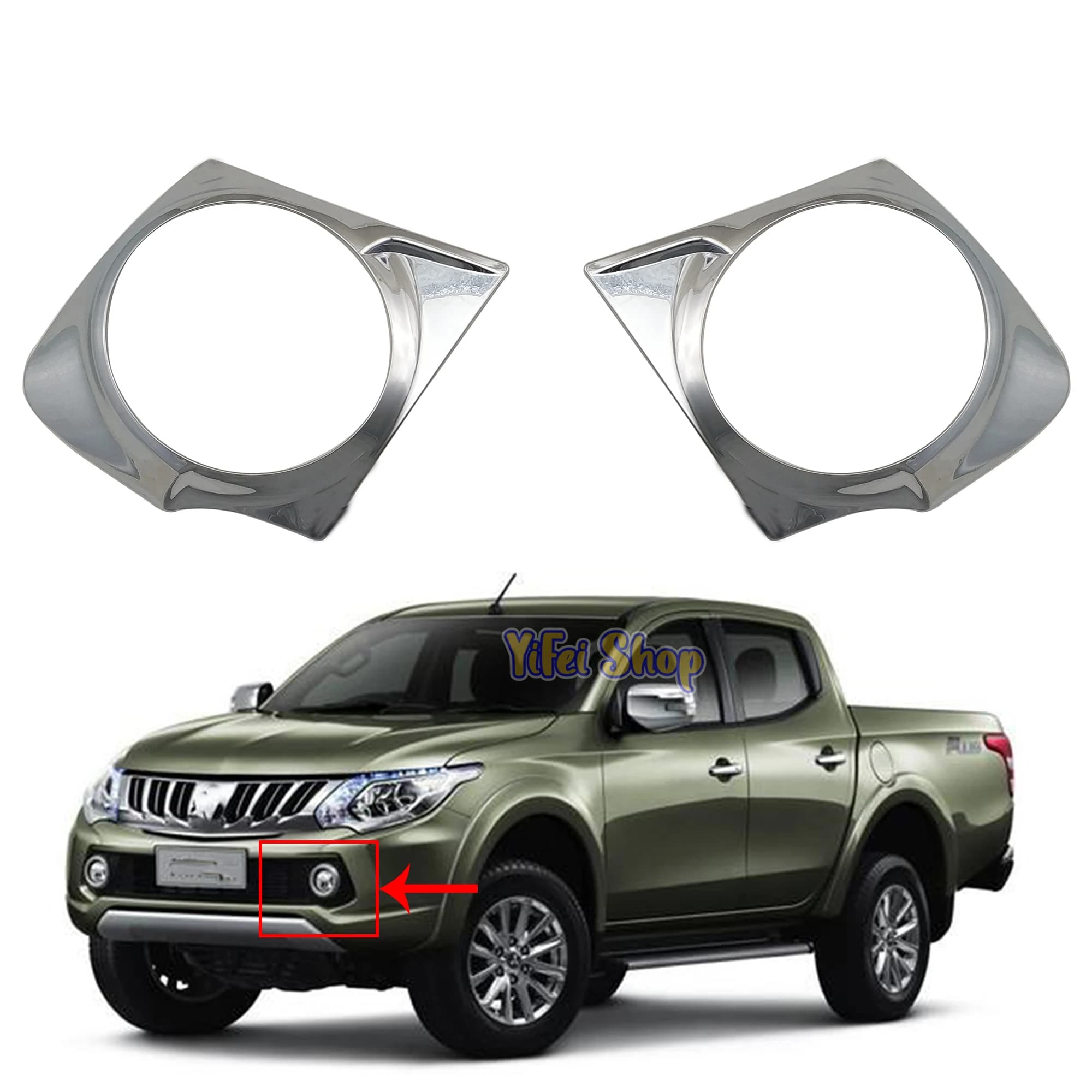 New Car ABS Chrome Accessories Plated Front Fog Lamp Cover Trim Paste Style For Mitsubishi Triton L200 2015 2016 2018 2019 2020