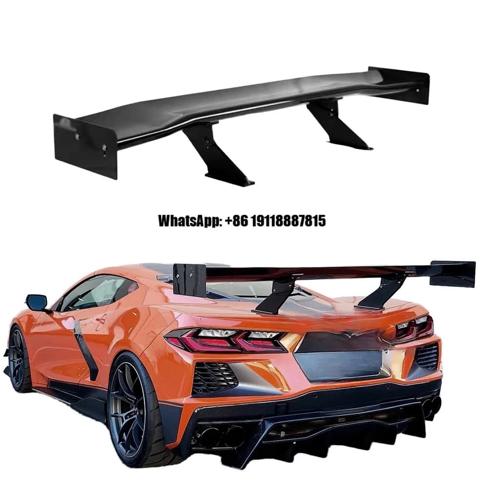 Real Carbon Fiber Rear Trunk Lid and High Wing Spoiler for 20-Up for Corvette C8 Includes Ducktail Deck