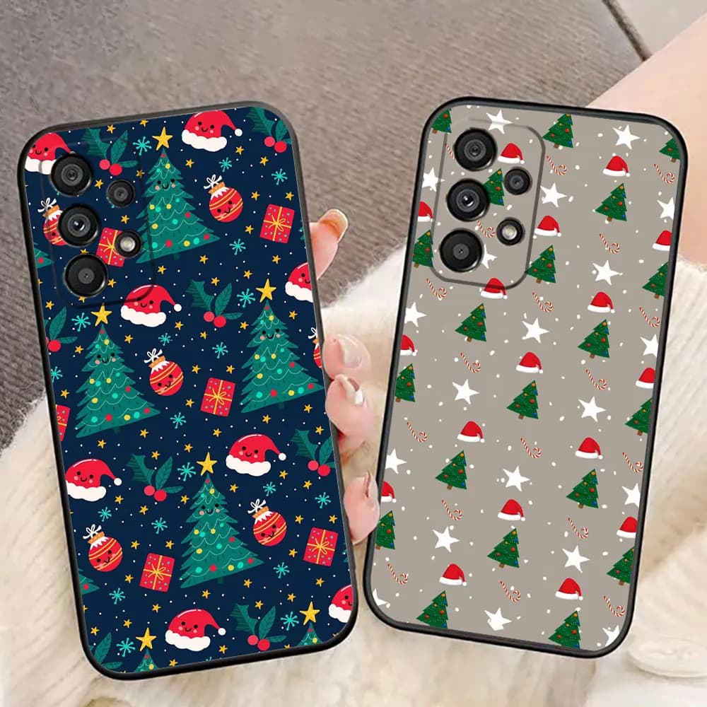 Elk Santa Claus Hat Christmas Phone Case For Samsung A15 A16 A17 A23 A32 A35 A36 A37 A51 A52 A53 A55 A56 A57 A71 A72 A73 Case