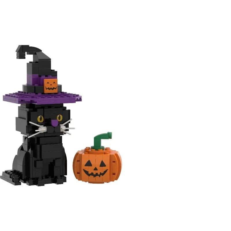 Most popular product Pet cat Halloween building block set - Black cat and pumpkin brick set