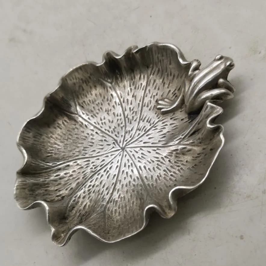 Antique-style lotus leaf and frog brush washer plate antique miscellaneous ornament frog lotus leaf plate