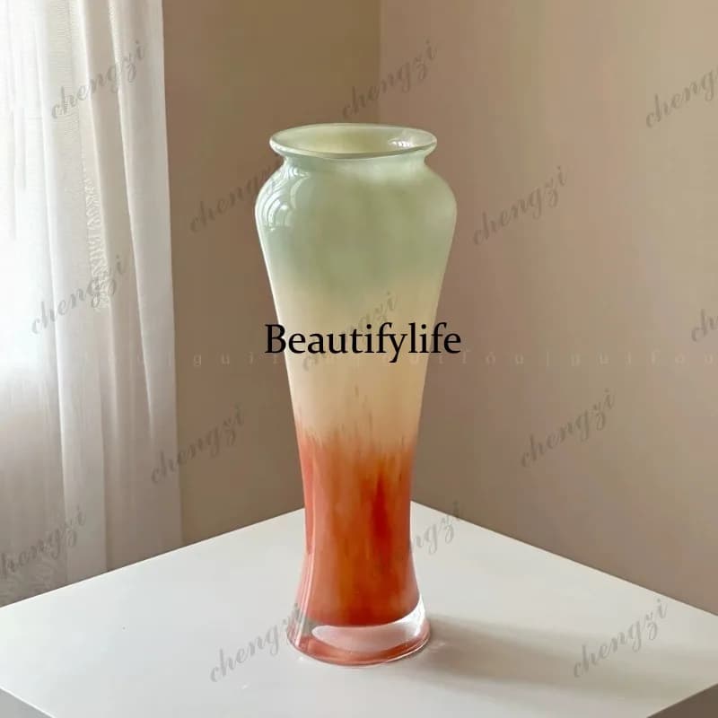 A95 high vase design flower Song-style aesthetics living room flower arrangement high-end light luxury ornament