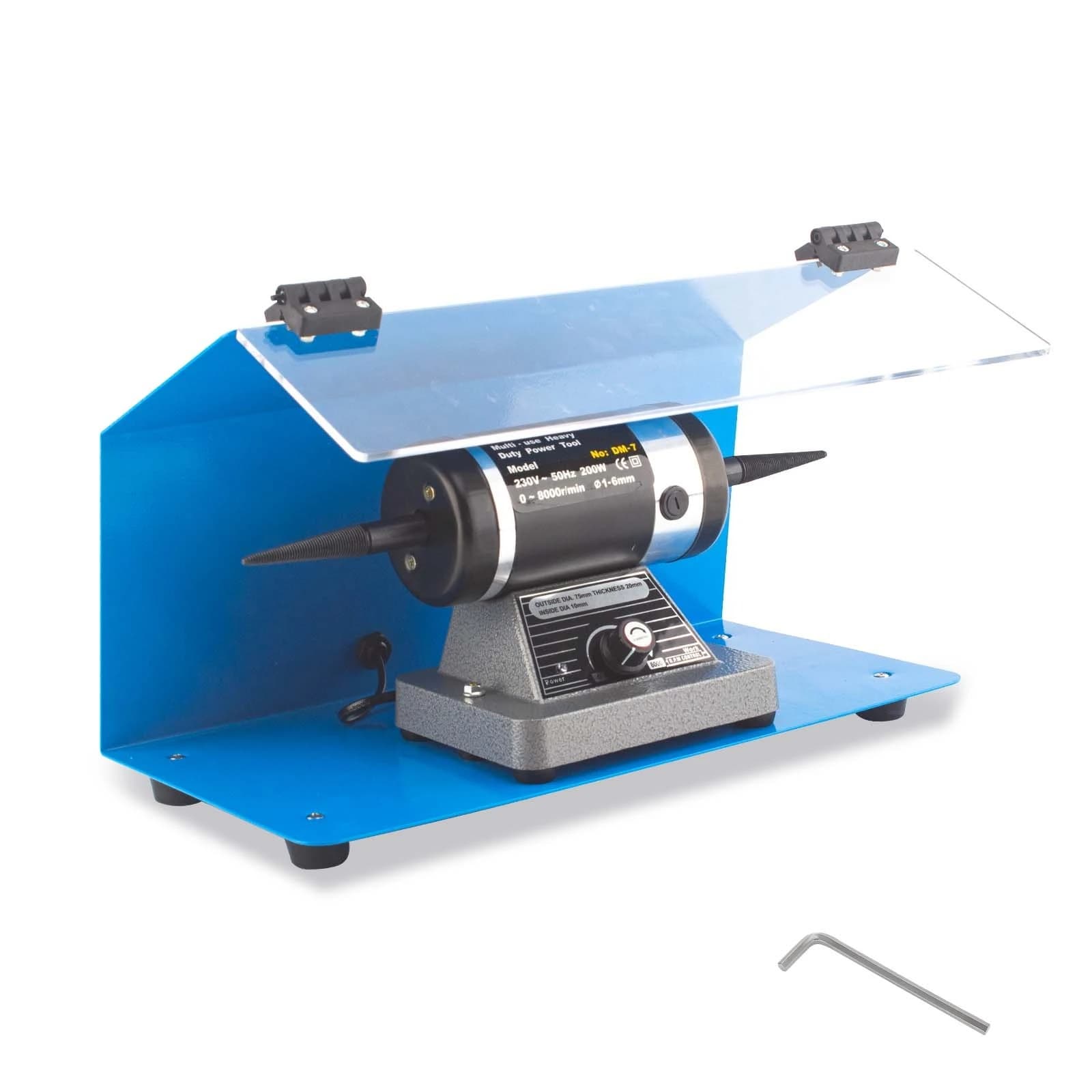 DM-7 Polishing Machine with Air Hood Dust Shield Benchtop Jewelry Tools & Equipment 200W 0-8000rpm Metal Buffing & Finishing