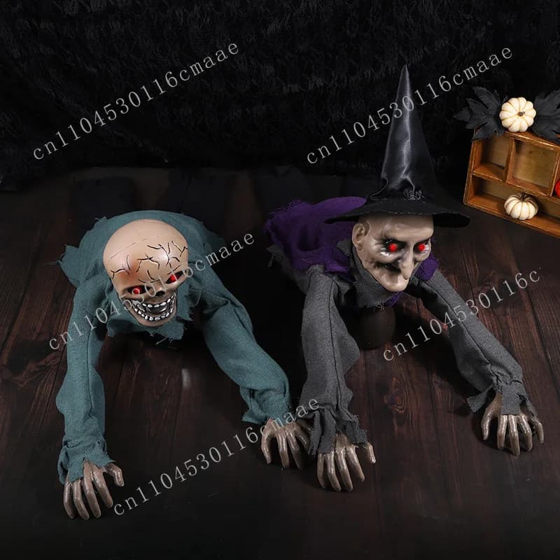 Halloween Bar Decoration, Crawling Ghost Voice Control Will Glow and Scream, Haunted House Decoration, Whole Person Toys