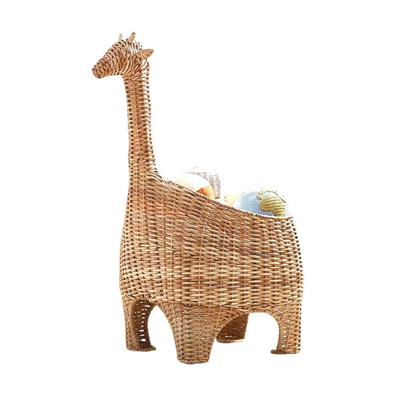 Handwoven ornaments rattan with lid cartoon toy storage basket