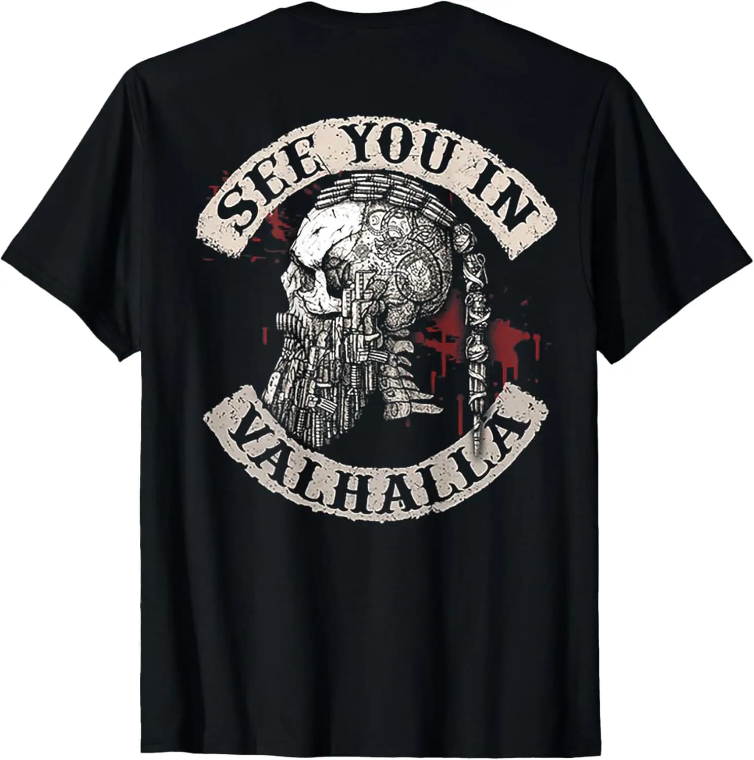 See You in Valhalla Nordic Warrior Skull T-Shirt 100% Cotton O-Neck Short Sleeve Summer Casual Mens T-shirt Streetwear