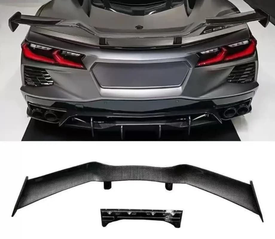 For C8 Z51 Stingray Rear Spoiler Upgrading Z06 Style High Wing Carbon Fiber  Rear Wing