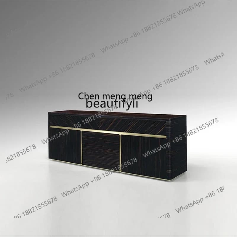 D178 Italian Style Light Luxury Solid Wood Sideboard Post-Modern Simple Villa Home Entrance Cabinet Large Apartment Gold Silk Eb