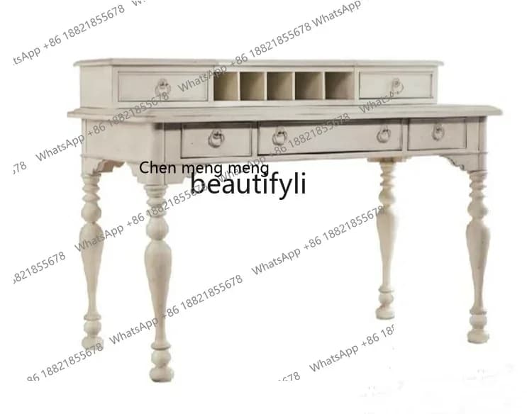 182Q American oak simple retro solid wood desk study furniture writing desk with bookshelf