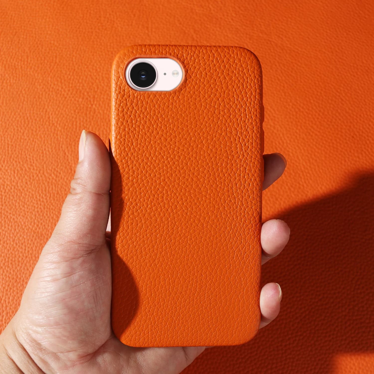 Genuine Real Lychee Leather Case For iphone 17e 16e Air 15 16 17 18 Pro Max 14 Plus 12 13 Mini Phone Case Back Cover Coque Funda