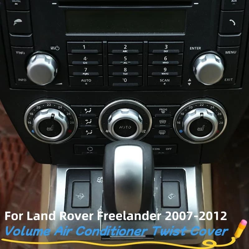 For Land Rover Freelander 2 2007-2015 ABS Silver Car Central Control Volume Air Conditioning Knob Cover Trim Accessories