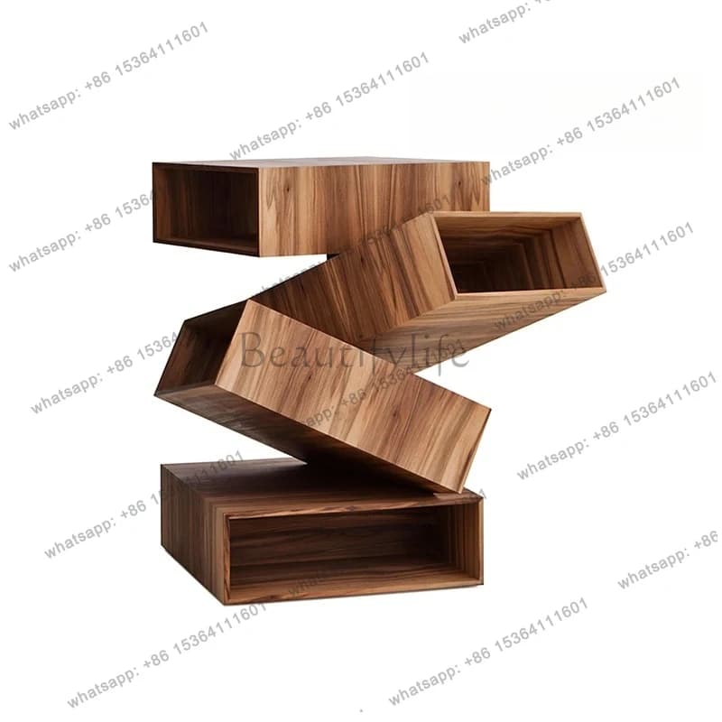 Modern creative designer art side few overlapping simple bedroom metal special-shaped bedside table