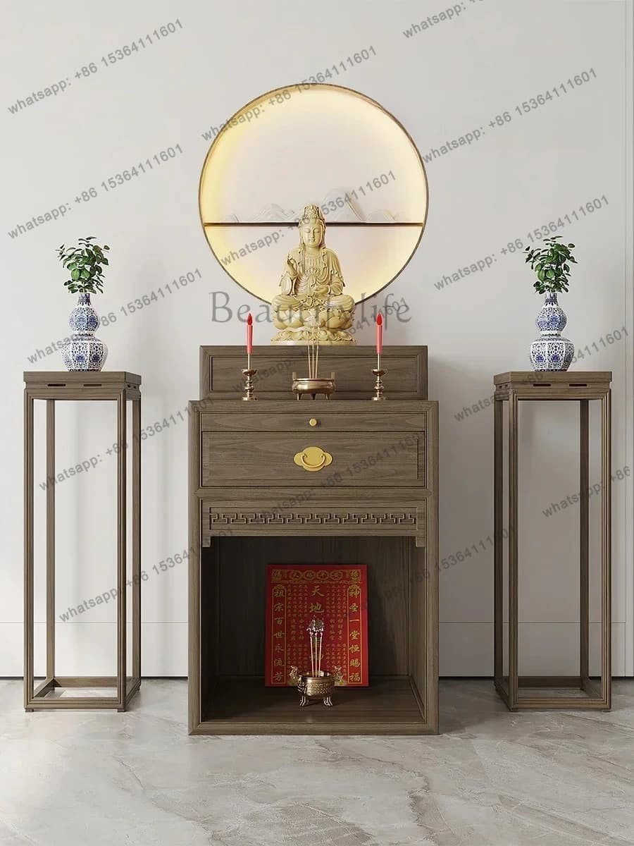 D25 simple solid wood table incense case living room incense table Guanyin Buddhist platform shrine