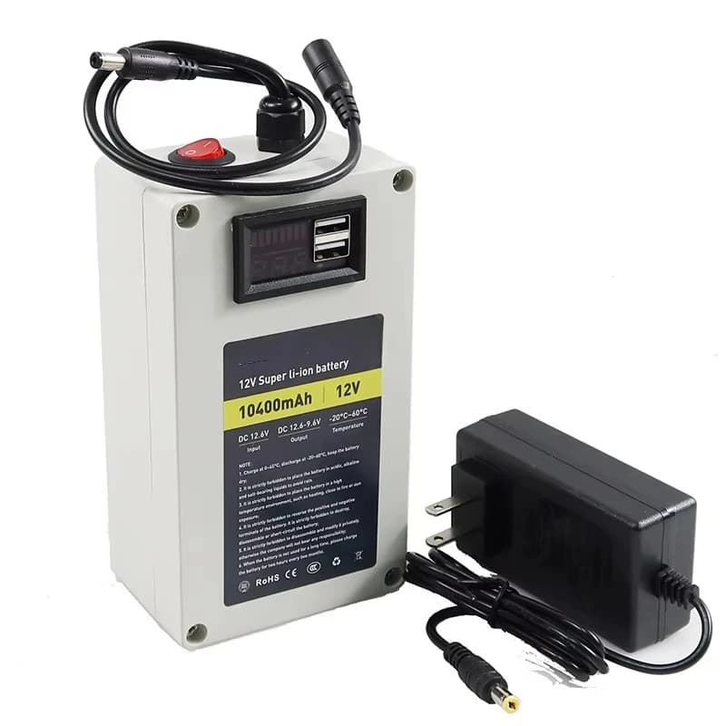 A 30A 40A Li-Ion Portable Rechargeable DC1210A 10400mAh Battery Pack LED Light With USB for Outdoor Power Supply Home