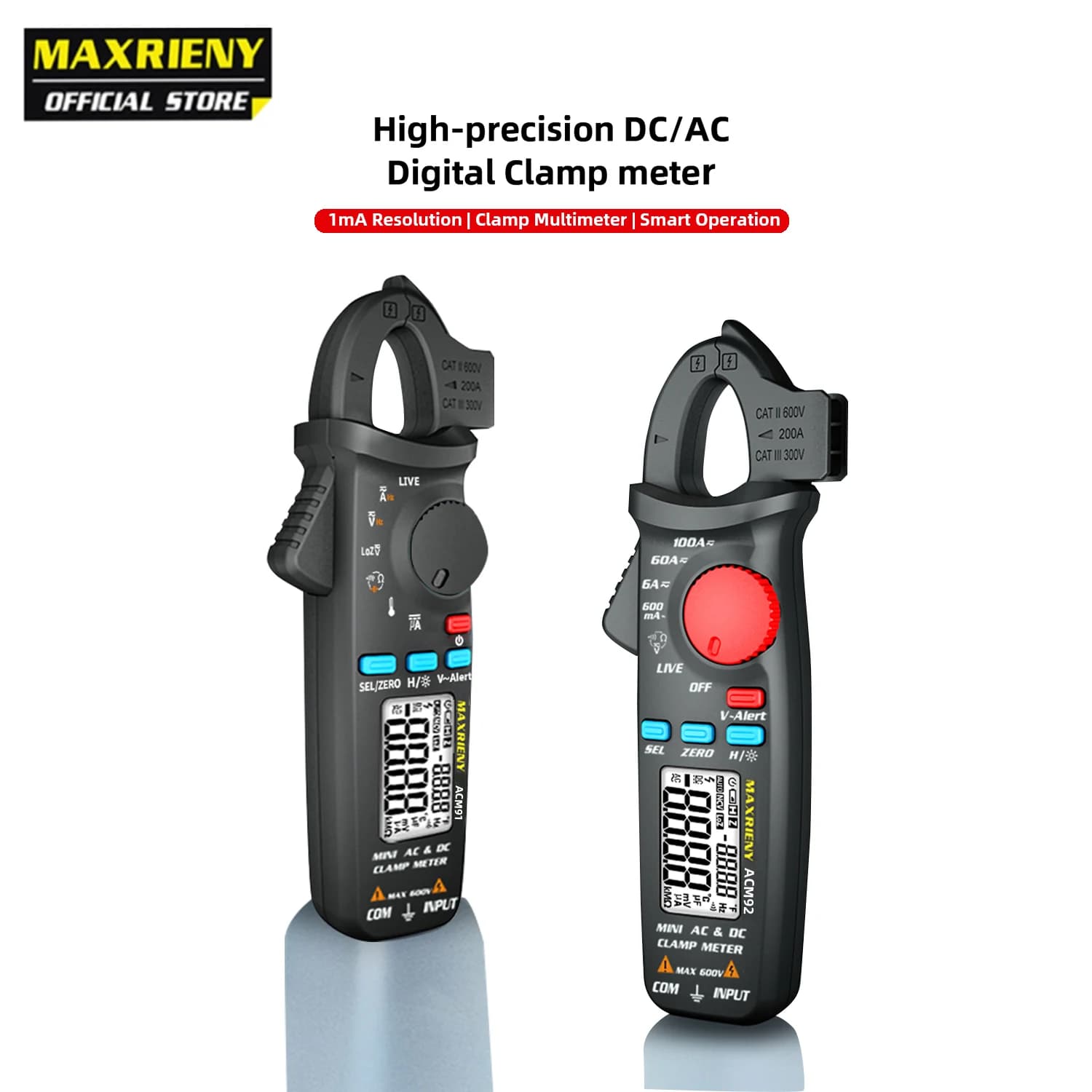 MAXRIENY Digital Clamp Meter True RMS ACM91/92 High Precision Ammeter Voltmeter Meter Auto Range Temperature Capacitance Tester