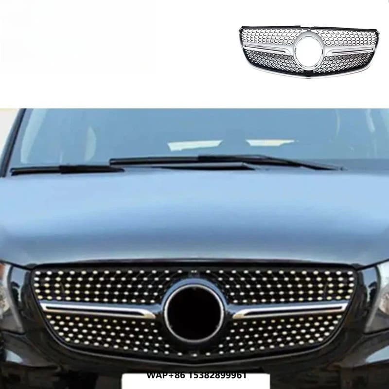 V Class W447 Diamond Radiator Front Bumper Grille Mesh Hood for W447 V260 Facelift 2015-2018 ABS Grille With