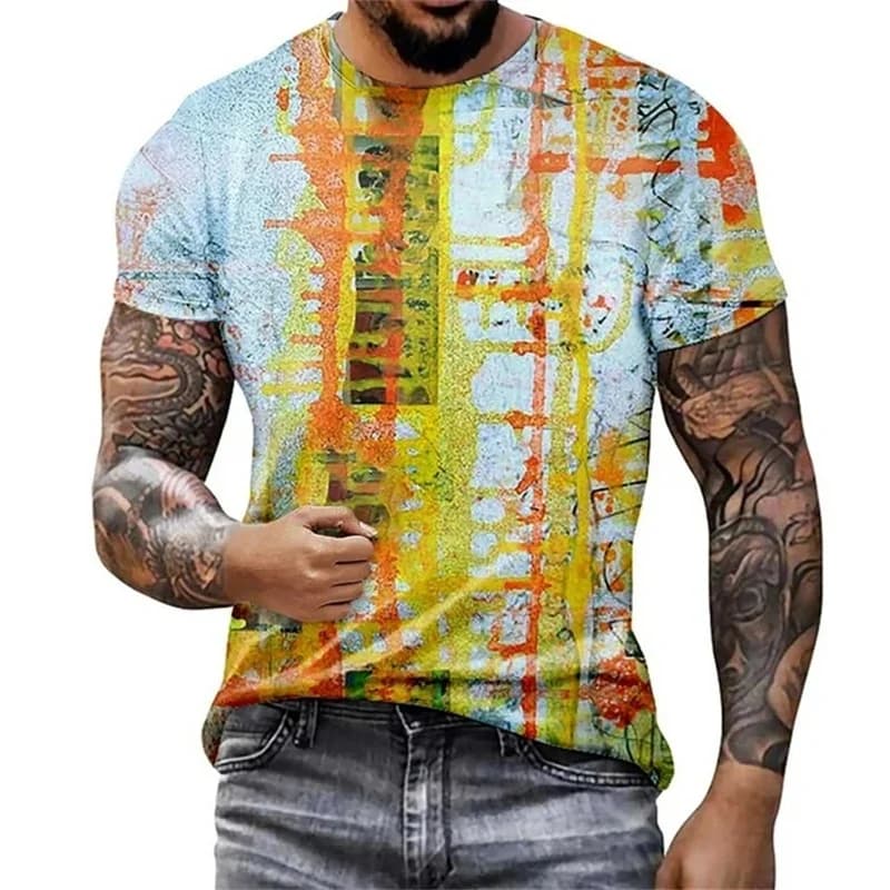 Color 3D printed quick drying breathable men's outdoor street casual fashion daily simple short sleeved T-shirt