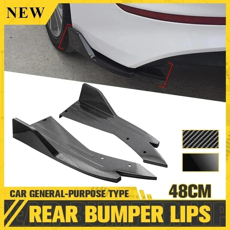 Pair Universal Car Rear Bumper Spoiler Lip Carbon Fiber Wing Trim Protection Anti-crash Diffuser Side Skirt Wrap Angle Splitter