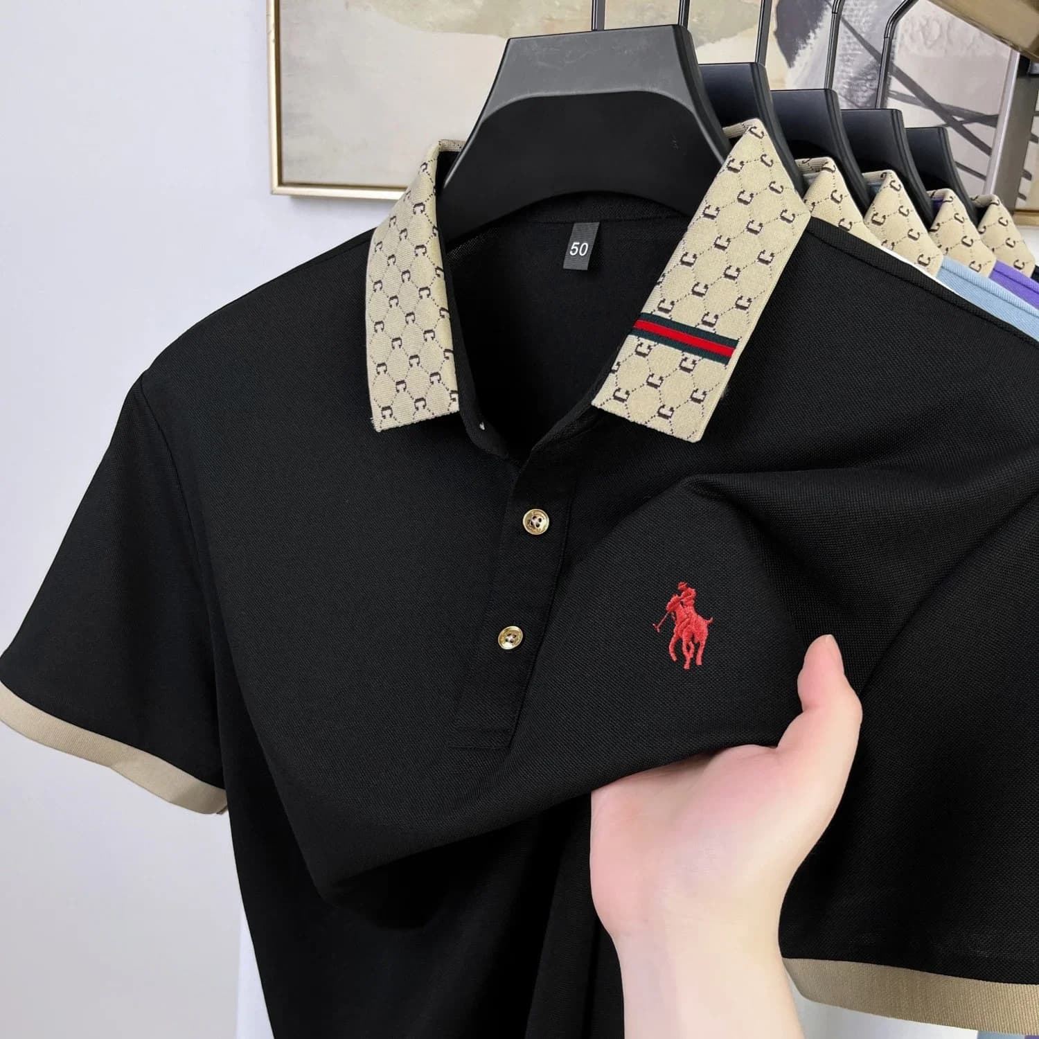 Embroidered Short-Sleeve Polo Shirt, Fashion Brand T-Shirt, Comfortable and Breathable Business Casual Men's Summer Top