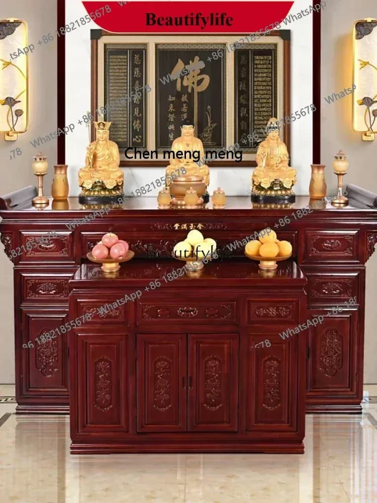 z183   Manchurian Ash Solid Wood Buddha Shrine Altar Incense Burner Table New Chinese Style Central Hall Buddha Table
