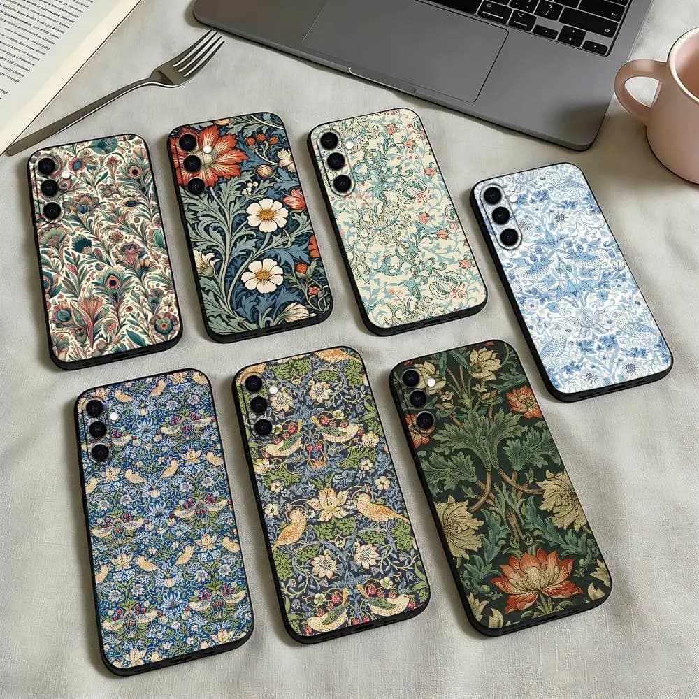 William-m Morris-s Thief Design Phone Case Black Silicone Soft For Samsung Galaxy A73,A72,A71,A70,A53,A52,A51