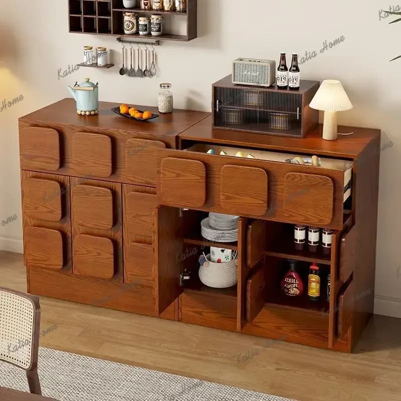 YJ Nordic Retro Antique Wooden Living Room Cabinet Atmosphere Drawer Home Storage Cabinet Modern Substantial Furniture Muebles L
