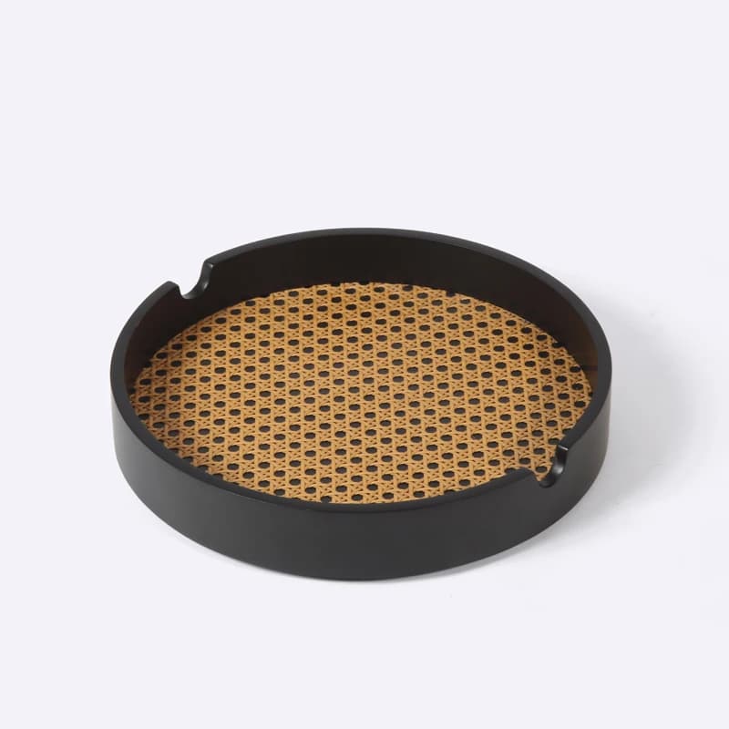 Coffee Tray Factory Manufacture Bandeja De Madera Various Wooden Round Shape Rattan Wood Serving Tray
