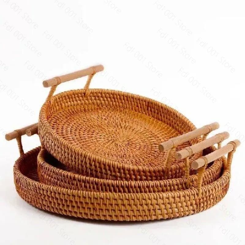 Handwoven Rattan Fruit Basket   Bread Storage Basket for Home