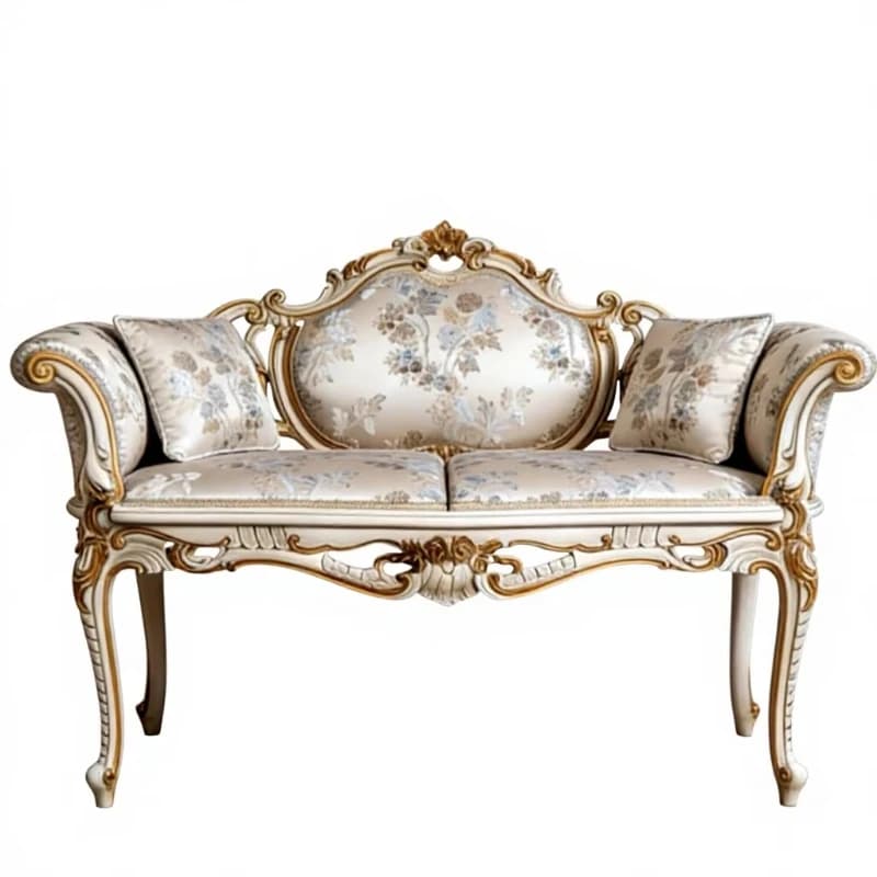 French court style classic solid wood leisure chair ecological leather armrest high elastic foam sponge seat cushion