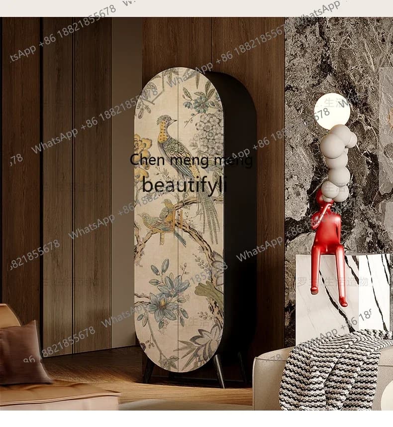 X French Cream Style Wine Cabinet Hallway Storage Clothes Closet Home Living Room and Kitchen Decoration Side Cabinet