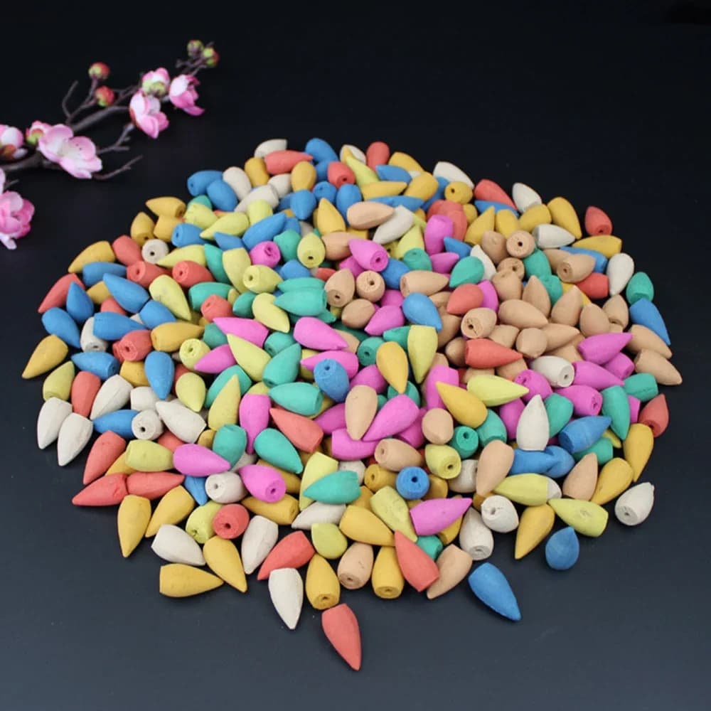 100Pcs Mixed Incense Cones for Oud Backflow Burner Smell Aromatherapy Cone Mix